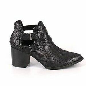 Express Women's Black Snake Embossed Faux Leather Buckle Ankle Booties Size 10
